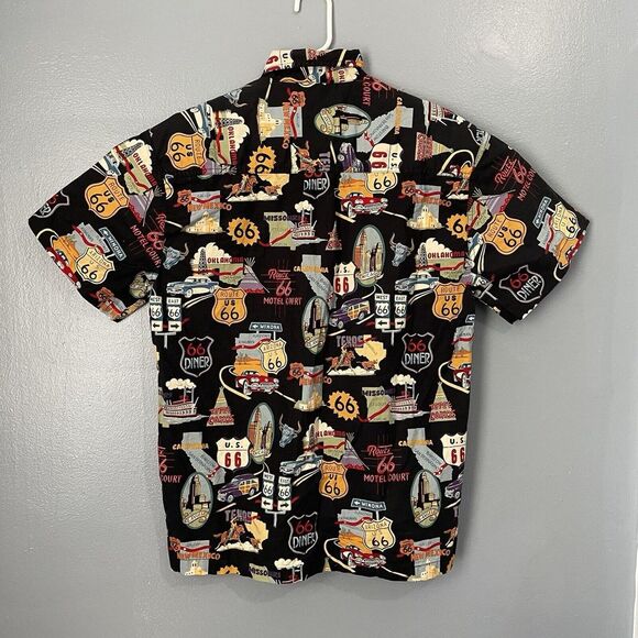 High Seas Trading Shirt Large Americana Route‎ 66 All Over Hawaiian Aloha USA - Picture 7 of 10